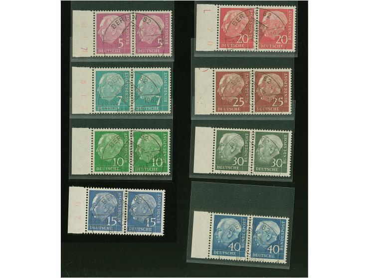 1960, Lumogen 5-40 Pfg., kpl. einheitlich in waagerechten Seitenrandpaaren, sauber mit Sonderstempel “BERLIN 62 28.10.1962”, 