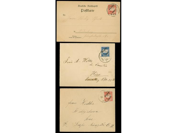 Courier: 1899, Neujahrsmarken 1½ Pfg. blau und 2½ Pfg. rot je mit Stempel “COURIER” auf zwei Ortsbriefen, dazu weitere 2½ Pfg