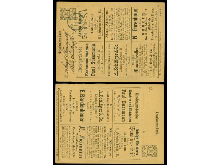 Brief- und Druckschriften-Expedition: 1873, Ganzsachenkarte 2 Pfg. mit Anzeigen in der Zusammenstellung II ungebraucht und ei