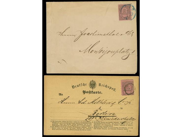 Brief- und Druckschriften-Expedition: 1873, 2 Pfg. schwarz auf trübrosa mit EKr.-Stempel ohne Inschriften auf amtlicher Reich