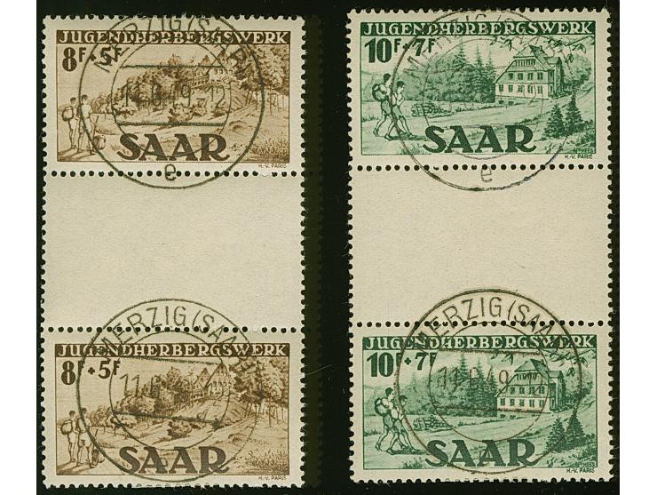 1949, Jugendherbergswerk 8 und 10 Fr., je im senkrechten Zwischenstegpaar, sauber gestempelt, tadellos, Fotobefund Ney BPP (2