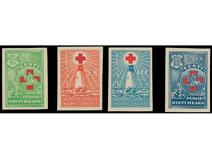 1931, Red Cross 2-20 senti, imperforated proofs, mint never hinged, very fine, certificate Löbbering BPP (2013)