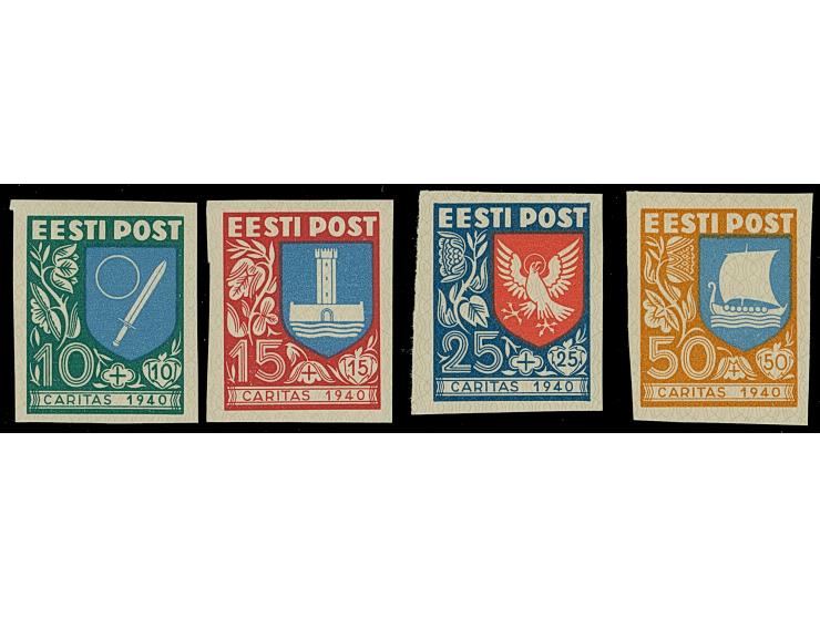 1940, Caritas 10-50 senti, imperforated proofs, mint never hinged, very fine