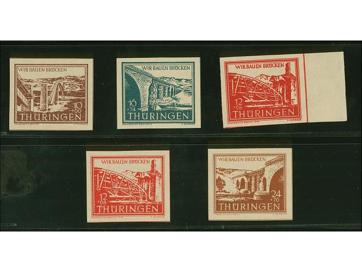 Sonderdrucke 10-24 Pfg. auf weißem Papier mit Vollgummi, dabei 12 Pfg. In 2 verschiedenen Nuancen, postfrisch, signiert Herbs