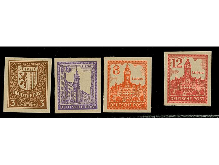 Abschiedsausgabe, graues Papier, 3 - 12 Pfg. breitrandig ungezähnt, postfrisch, private Signatur