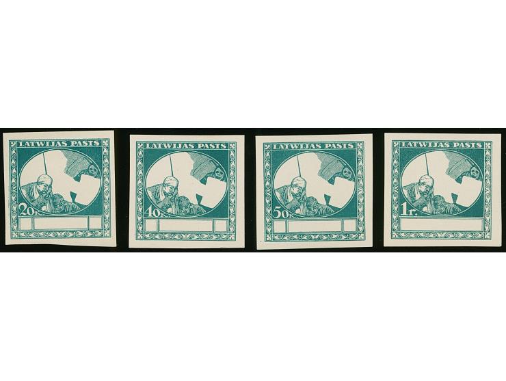 1920, Red Cross 20 kopeks -1 rubel green on chalky paper, frame only, without gum, scarce, fine