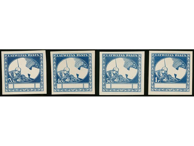 1920, Red Cross 20 kopeks -1 rubel blue on chalky paper, frame only, without gum, scarce, fine