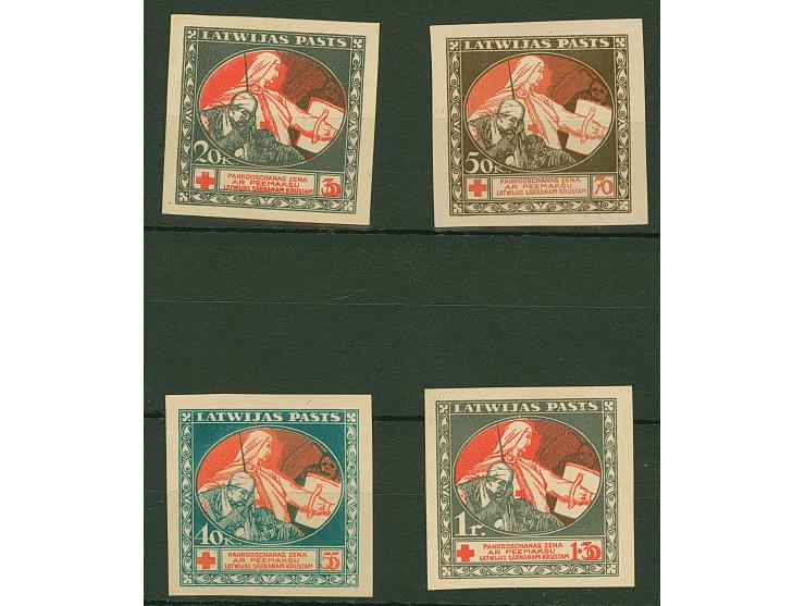 1920, Red Cross 20 kopeks -1 rubel on chalky paper, different colors, 40 kopeks with additional center in red on reverse, fin