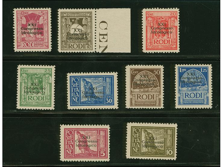 1930, Congresso Idrologico 5 c. – 10 l., 5 c. and 50 c. hinge marks, otherwise mint never hinged, &nbsp;very fine, private si