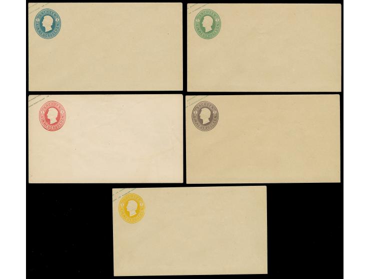 1859, Johann, Farbproben der preußischen Staatsdruckerei, Umschlag 1 Ngr. In den später für die verschiedenen Wertstufen vera