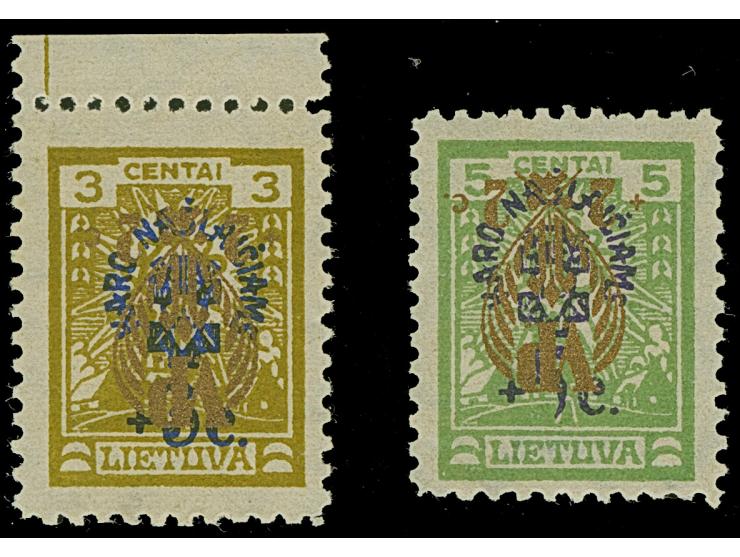 1926, War Orphans +2 on 3 centu and +2 on 5 centu, each with inverted surcharge, unused, fine