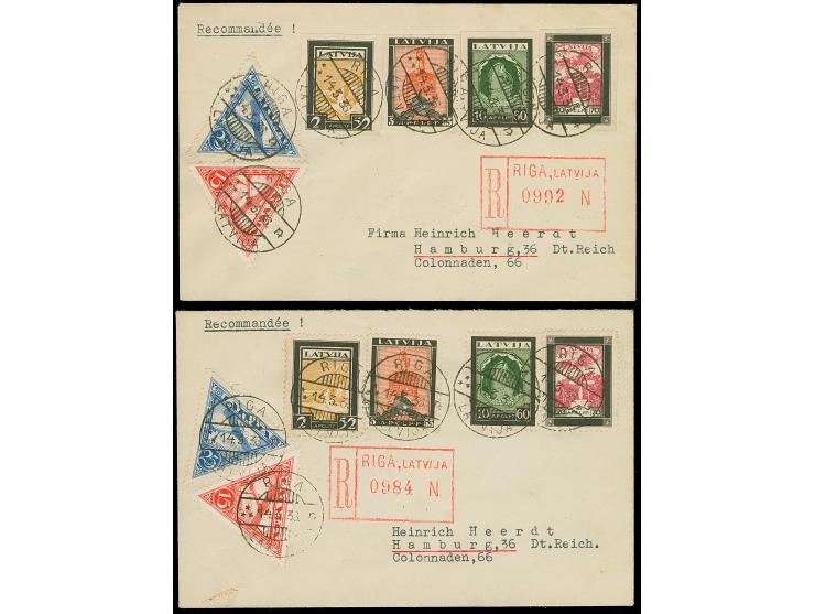 1932, Relief fund 2-20 santimi, perforated and imperforated, each as complete set with additional franking, tied by cds. “RIG