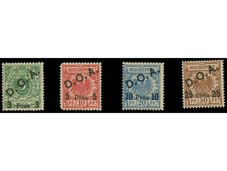 "D.O.A.", Schrägaufdruck in schwarz bzw. blau auf 3 P.-25 P., ungummiert, meist etwas fehlerhaft, 10 P. einwandfrei. Mit dies