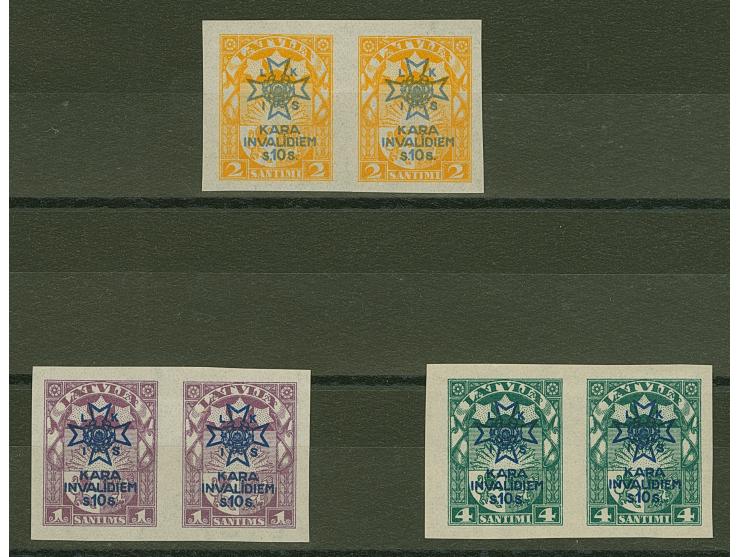 1923, War Invalid Fund 1-4 santimi, archive proofs, imperforated horizontal pairs, without gum, scarce, fine