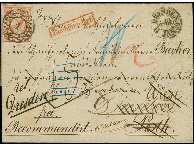 5 Ngr. ziegelrot, voll- bis überrandig, wie üblich etwas sulfidiert, mit zentrisch klarer Nr. "1" und nebengesetztem Doppelkr