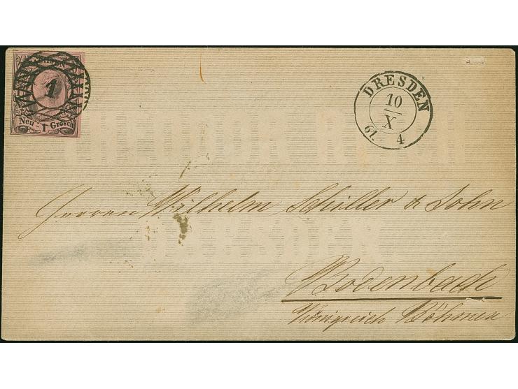 1 Ngr. auf mattgraurot, noch voll- bis breitrandig, mit sauber aufgesetzter Nr. "1" und klar nebengesetztem Doppelkreisstempe