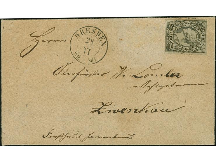 ½ Ngr. auf grau, Type II, voll- bis breitrandig, mit sauber aufgesetzter Nr. "1" und klar nebengesetztem Doppelkreisstempel "