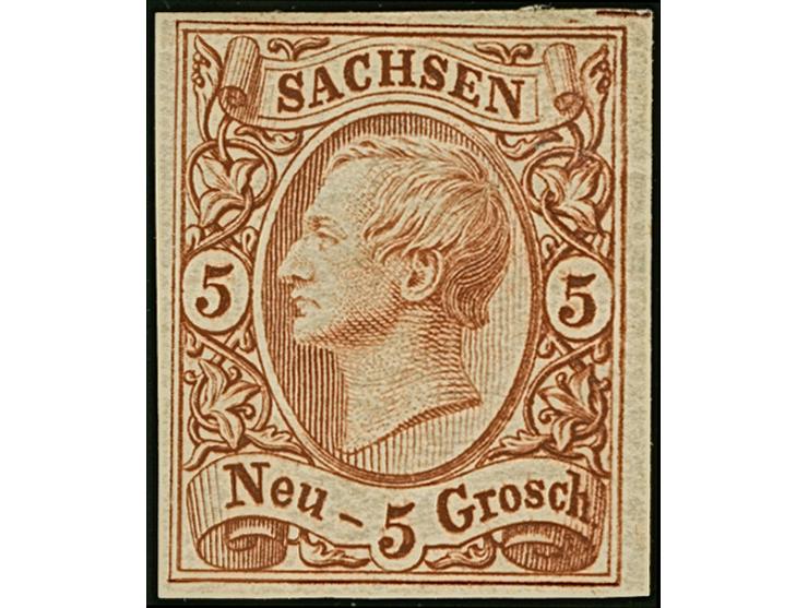 5 Ngr. rostbraun, der sogenannte Farbfehldruck, farbfrisch und voll- bis breitrandig, ungebraucht mit Originalgummi und größe