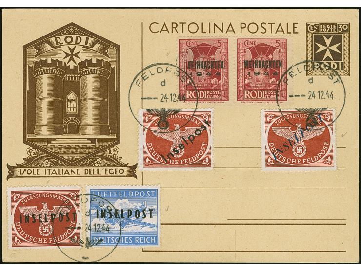 Vukovar , zusammen mit Rhodos auf brauner Zulassungsmarke, Weihnachtsmarke im waagerechten Paar der Typen III und IV sowie 2 