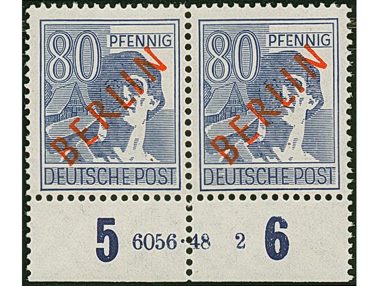 30, 50, 60 und 80 Pfg., je im Unterrand-Paar mit HAN, postfrisch

