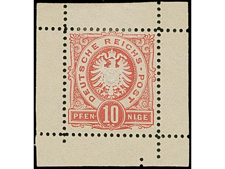 1875, &nbsp;10 Pfge. als Essay im Adlermuster mit vom Wertschildkreis unterbrochener Währungsangabe “PFEN-10-NIGE” in Rot auf