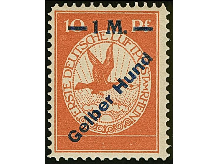 1912, Flugpost Rhein/Main Gelber Hund 1 M., postfrisch, in tadelloser Erhaltung, unsigniert mit Fotoattest Brettl BPP (2000)