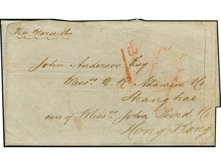 1866, Treaty Ports: Shanghai, United Kingdom entire letter from London to Shanghai, cancelled 'Lombard Street / F.O./ Paid / 