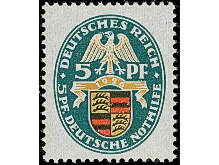 1926, Nothilfe 5 Pfg. mit stehendem Wasserzeichen, postfrisch, in tadelloser Erhaltung. Ein sehr schönes Exemplar dieser nich