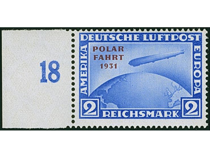 1931, Polarfahrt 2 M. mit Aufdruckfehler “Bindestrich nach POLAR fehlt” (Feld 41), Randstück, postfrisch, in tadellos, unsign