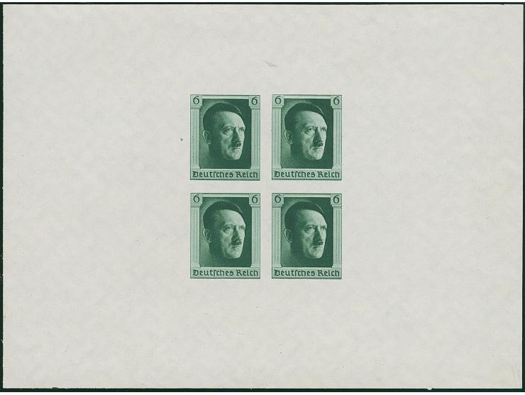 1937, 48. Geburtstag von Adolf Hitler Block als ungezähnter Probedruck ohne Blockinschriften auf Wasserzeichen-Papier (Wz. 4)