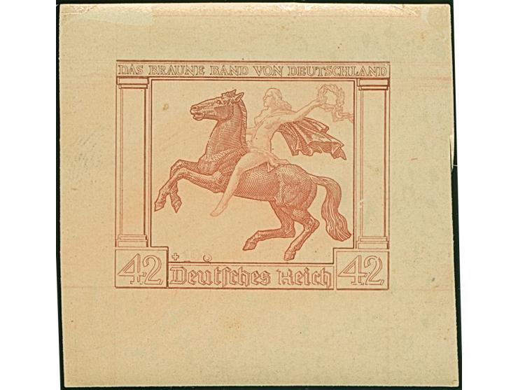 1938, Braune Band 42 Pfg. als ungezähnter Phasenabzug in Rotbraun auf Barytpapier ohne Gummierung in einwandfreier Erhaltung.