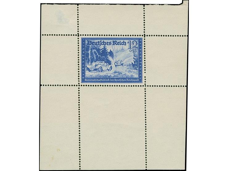 1941, Kameradschaftsblock 12 Pfg. als gezähnter Probedruck in Blau als Einzelabzug im Blockformat (84 x 95 mm) mit durchgezäh