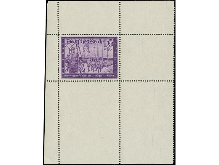 1941, Kameradschaftsblock 16 Pfg. als gezähnter Probedruck in Lebhaftblauviolett als Einzelabzug im Blockformat (80 x 103 mm)