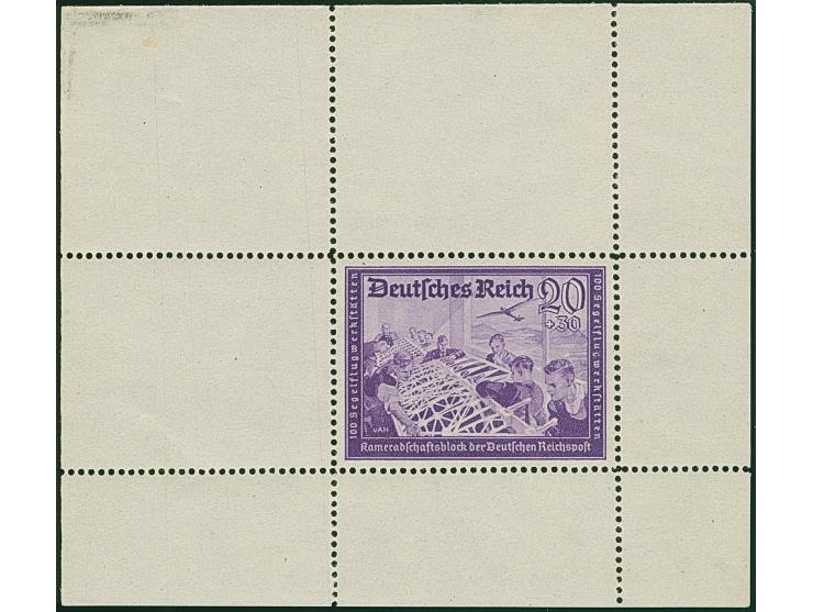 1941, Kameradschaftsblock 20 Pfg. als gezähnter Probedruck in Kornblau als Einzelabzug im Blockformat (99 x 83 mm) mit durchg