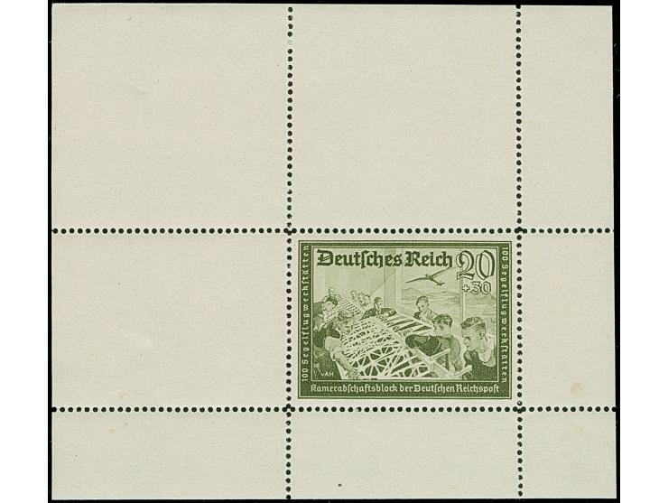 1941, Kameradschaftsblock 20 Pfg. als gezähnter Probedruck in Dunkeloliv als Einzelabzug im Blockformat (95 x 83 mm) mit durc