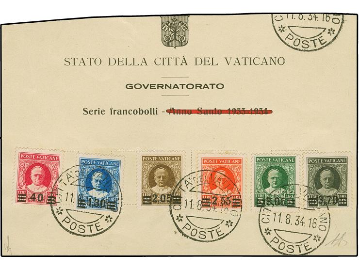 1934, Provisionals 40 c.-3,70 l., used on cut-out of official sheet, vf, certificate Lummer BPP (2025)