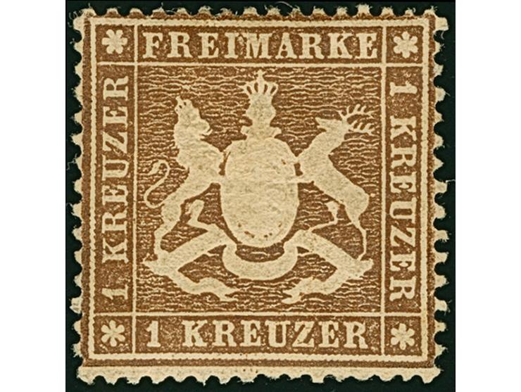 1860, dickeres Papier, 1 Kr. braun, farbfrisch und gut gezähnt, ungebraucht mit frischem Originalgummi (Falzreste und wenige 