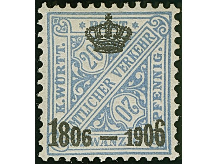 1906, Krönchen-Aufdruck 20 Pfg. hellgrauultramarin, farbfrisch und gut gezähnt, ungebraucht. Eine äußerst seltene Marke; Prof