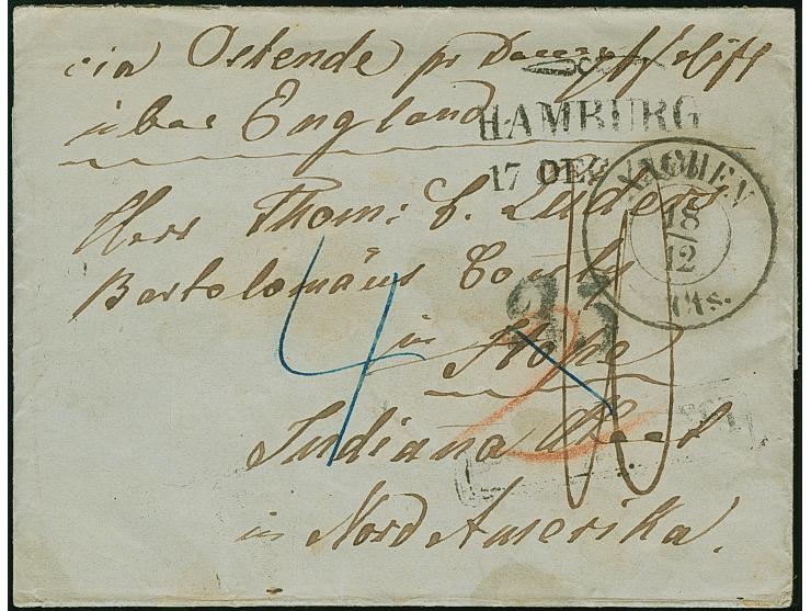 "CHRISTIANSFELD 15/12 1856", dänischer EKr. rückseitig auf unbezahlter Briefhülle mit komplettem Inhalt, mit Leitvermerk "via