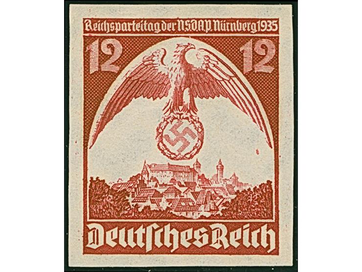 1935, Reichsparteitag 12 Pfg. ungezähnt, postfrisch und in tadelloser Erhaltung. Ein schönes Exemplar dieser nicht häufigen A