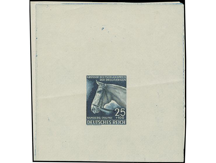 1941, Blaues Band 25 Pfg. Probedruck ungezähnt in dunkelviolett-ultramarin als Einzelabzug auf weißem Papier im Blockformat (