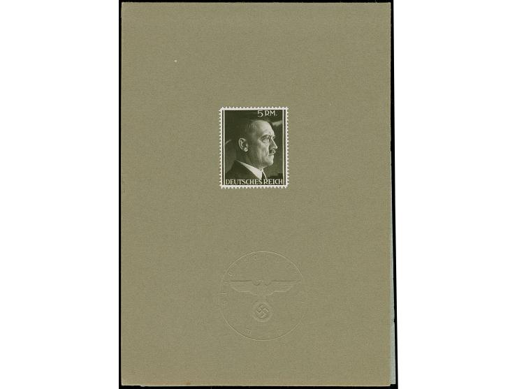 1941, Hitler 5 M. als gezähntes Foto-Essay mit Linienzähnung auf Vorlagekarton mit Trockensiegel der Staatsdruckerei Wien im 