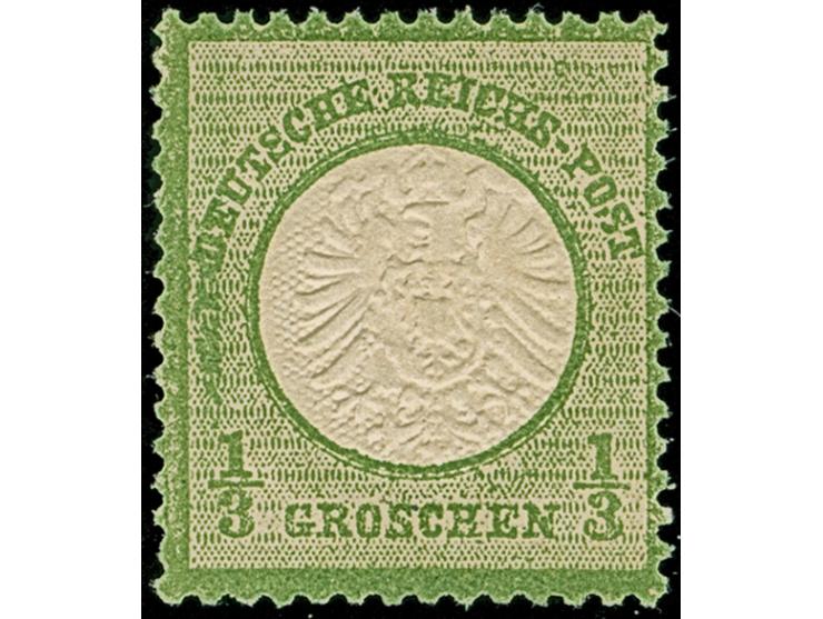 ⅓ Gr. grünlicholiv, farbfrisch, sehr gut und erhaben geprägt und gut gezähnt, postfrisch, in tadelloser Erhaltung, unsigniert