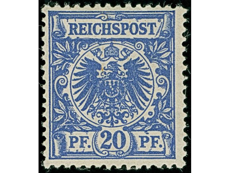 20 Pfg. lebhaftlilaultramarin, ist farbfrisch und gut gezähnt, postfrisch und in tadelloser Erhaltung. Postfrische Marken die