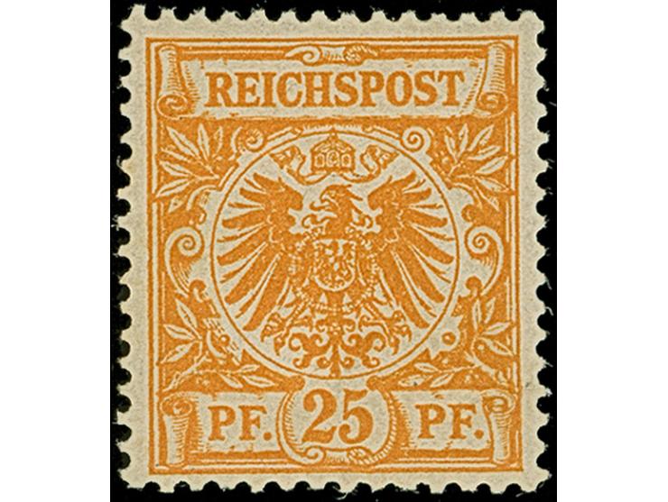 25 Pfg. gelborange, farbfrisch und gut gezähnt. Die postfrische Marke ist in tadelloser Erhaltung, unsigniert mit Fotoattest 