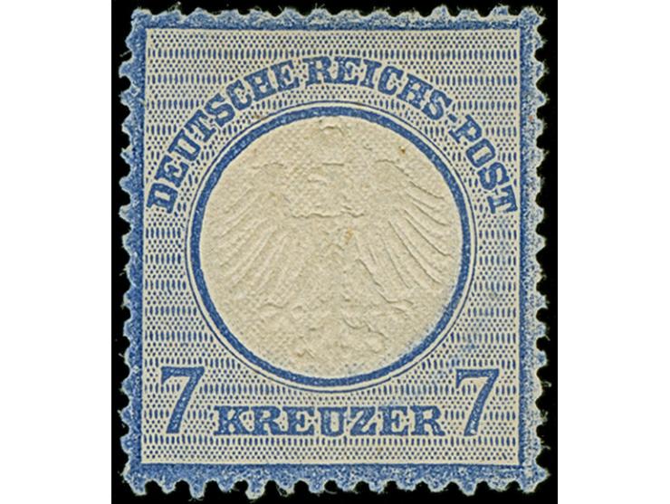 7 Kr. dunkelgraublau, farbfrisch und gut geprägt, ungebraucht mit kleinen Zahnfehlern, ansonsten in guter Erhaltung, unsignie