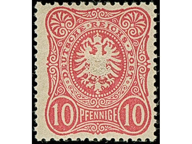 1875, 10 Pfge lebhaftrotkarmin (orange quarzend), ist farbfrisch und gut gezähnt. Die postfrische Marke ist in tadelloser Erh
