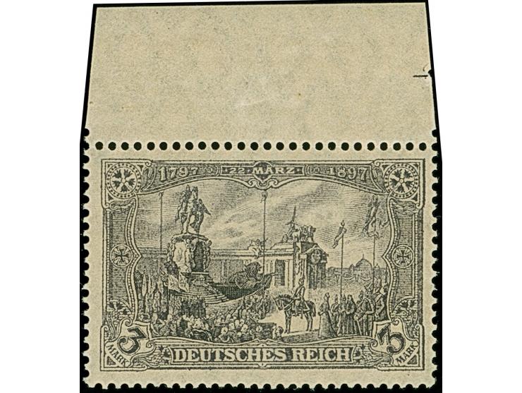 1919, Kriegsdruck 3 M. schwarzviolettgrau mit Zähnungslöcher 26:17, Oberrandstück, postfrisch und in tadelloser Erhaltung. Da