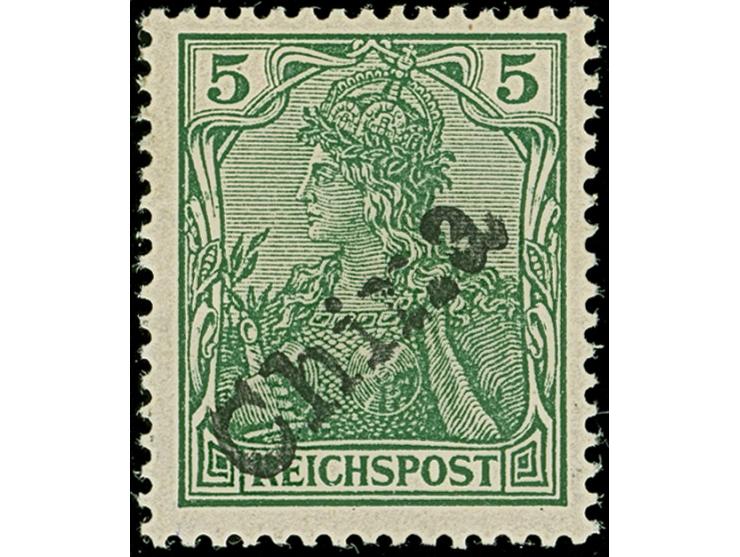 1900, Handstempel 5 Pfg., ist farbfrisch und sehr gut gezähnt, ungebraucht und in tadelloser Erhaltung, Bleistiftsignatur HJ 