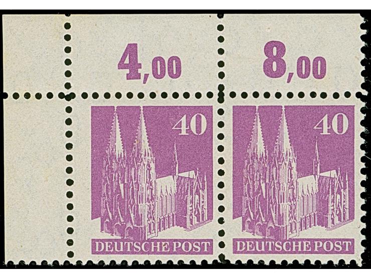 40 Pfg. grauviolett, Type I und Type Ib, gezähnt L 11½ : 11 und mit Wasserzeichen 1X im waagerechten Paar aus der linken ober